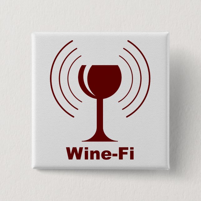 Wine-Fi Waves Burgundy Wine Glass Button (Front)