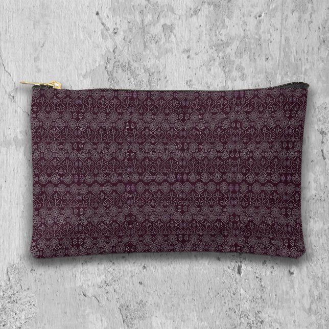 Wine fibrous textile octopus seeds patterned accessory pouch (Creator Uploaded)