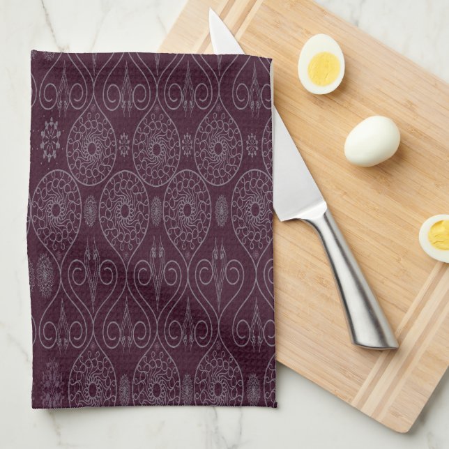 Wine fibrous textile octopus seeds patterned kitchen towel (Quarter Fold)