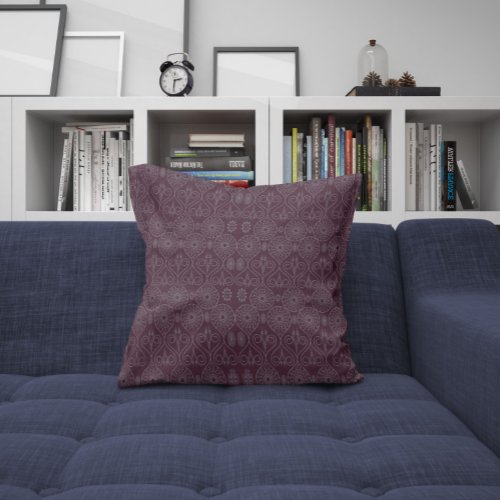Wine fibrous textile octopus seeds patterned throw pillow