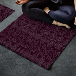 Wine fibrous textile octopus seeds patterned yoga mat