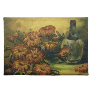 Wine Flask with Flowers Placemat