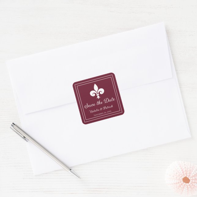 Wine Fleur de Lis Save the Date Stickers (Envelope)