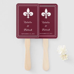 Wine Fleur de Lis Wedding Hand Fans