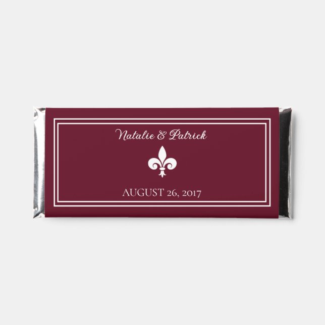 Wine Fleur de Lis Wedding Hershey Bar Favors (Front)