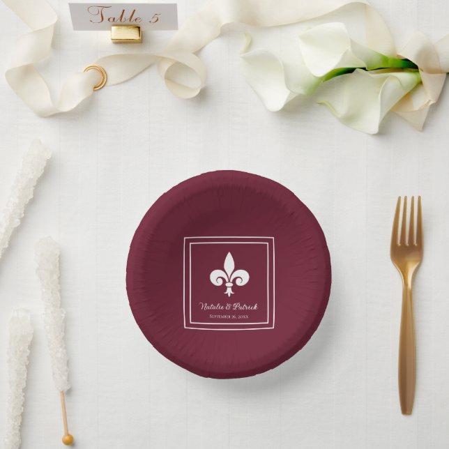 Wine Fleur de Lis Wedding Paper Bowls (Wedding)