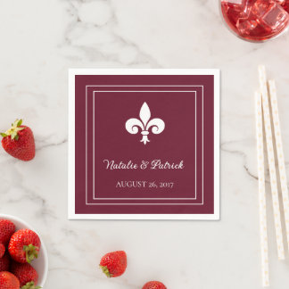 Wine Fleur de Lis Wedding Paper Napkins