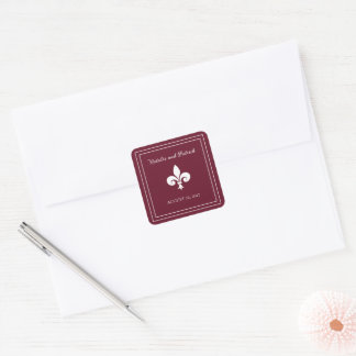 Wine Fleur de Lis Wedding Stickers