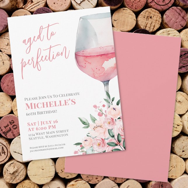 Wine Floral 60th Birthday Party Invitation (Wine Floral 60th Birthday Party Invitation)