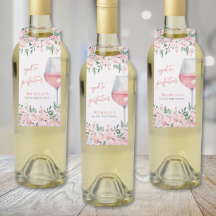 Wine Floral Birthday Party Bottle Hanger Tag