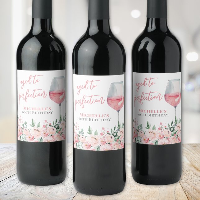 Wine Floral Birthday Party Label (Wine Floral Birthday Party Wine Label )