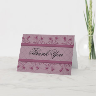 Wine Floral on Periwinkle with Diamond Center Thank You Card