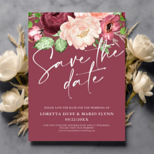 Wine floral Save the date Invitation