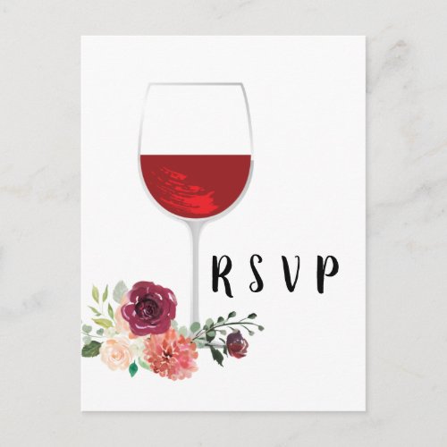 wine floral spring flowers Postcard RSVP