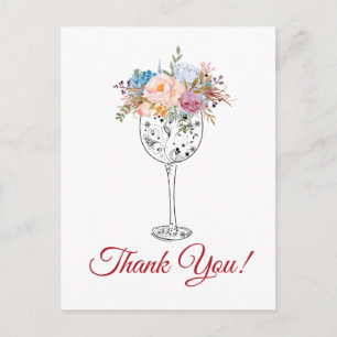 wine, floral thank you card