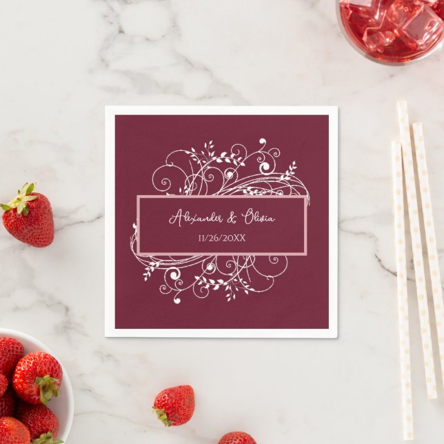 Wine Flourish Bridal Shower Napkins (Insitu)