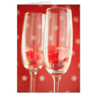 Wine flutes with heart candies Valentine Card