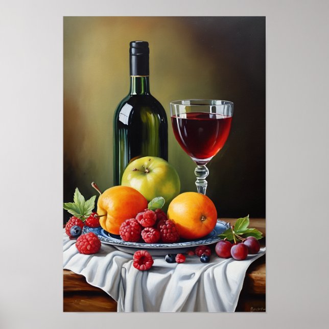 Wine & Food Spread Printable Art Poster (Front)