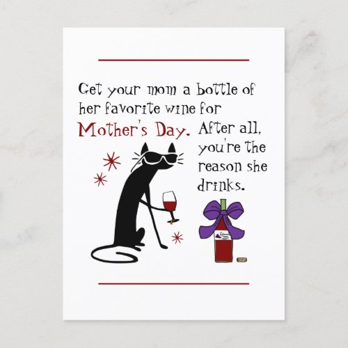 Wine for Mothers Day Postcard