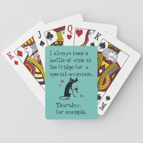 Wine for Special Occasions Funny Cat Playing Cards