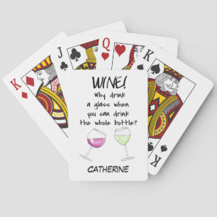 Wine Funny Words Saying Name Personalized Poker Cards