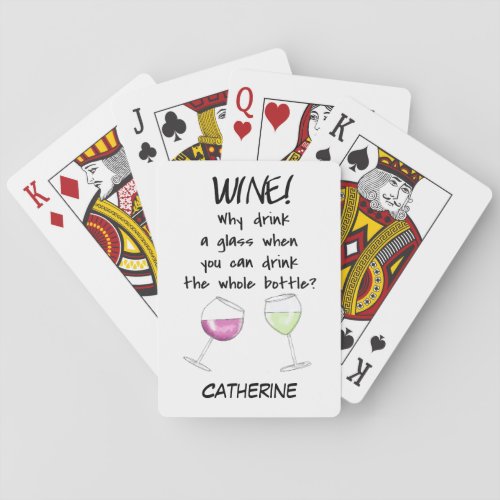 Wine Funny Words Saying Name Personalized Poker Cards