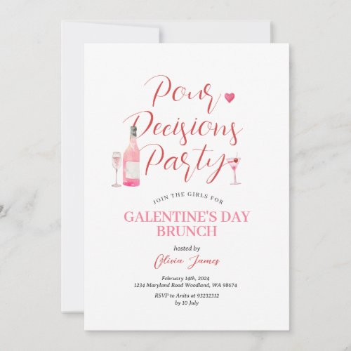 Wine Galentines Day Party Brunch Dinner Valentine Invitation