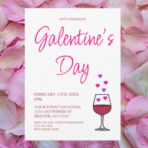 Wine Galentines Day Party Invitation