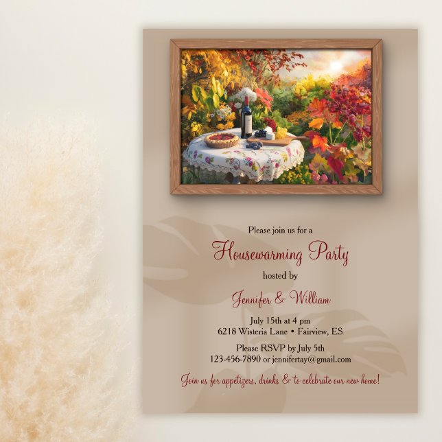 Wine Garden Art Wall Frame Fall Housewarming Party Invitation (Fall Housewarming Party Invitation)
