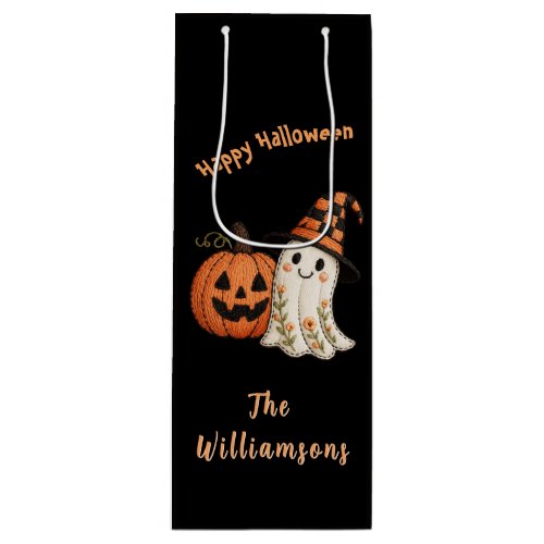 WINE GIFT BAG Trick Treat Pumpkin Ghost Halloween