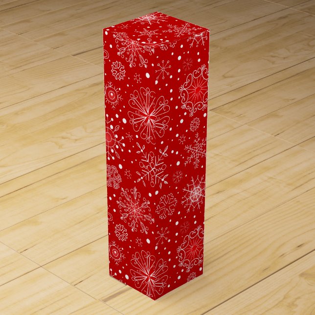 Wine Gift Box-Christmas Snowflakes Wine Box (Front)