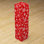 Wine Gift Box-Christmas Snowflakes Wine Box<br><div class="desc">This wine gift box is shown in a festive Christmas holiday red and white snowflakes print.
Customize this box or buy as is.</div>