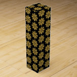 Wine Gift Box-Christmas Snowflakes Wine Box<br><div class="desc">This wine gift box is shown in a festive Christmas holiday gold snowflakes print.
Box color Black
Customize this box or buy as is.





Stock Image</div>
