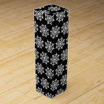 Wine Gift Box-Christmas Snowflakes Wine Box<br><div class="desc">This wine gift box is shown in a festive Christmas holiday black and white snowflakes print.
Customize this box or buy as is.</div>