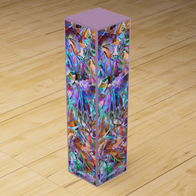 Wine Gift Box Floral Abstract Stained Glass (Back)