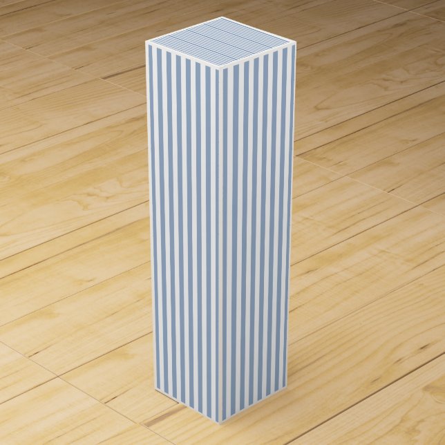 Wine Gift Box Stripe Blue and White  (Front)