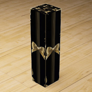 Wine Gift Box with Black Base and Golden Bow
