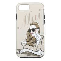 Wine Girl in Beige (Name is customisable) iPhone 8/7 Case