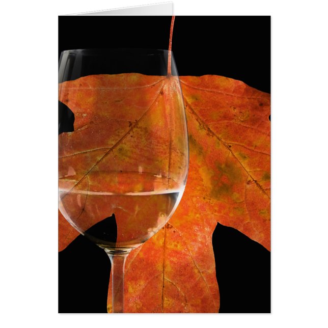 Wine Glass and Autumn Leaf Cards (Front)