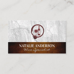 Wine Glass and Bottle   Rock Slate and Texture Business Card