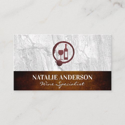 Wine Glass and Bottle  Rock Slate and Texture Business Card