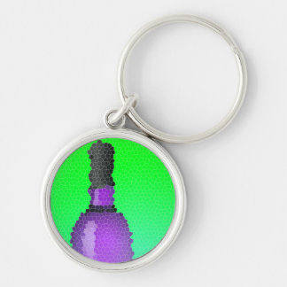 wine glass and bottle : stained glass keychain