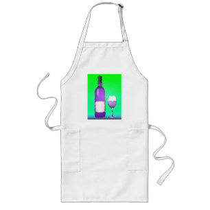 wine glass and bottle : stained glass long apron