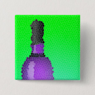 wine glass and bottle : stained glass pinback button