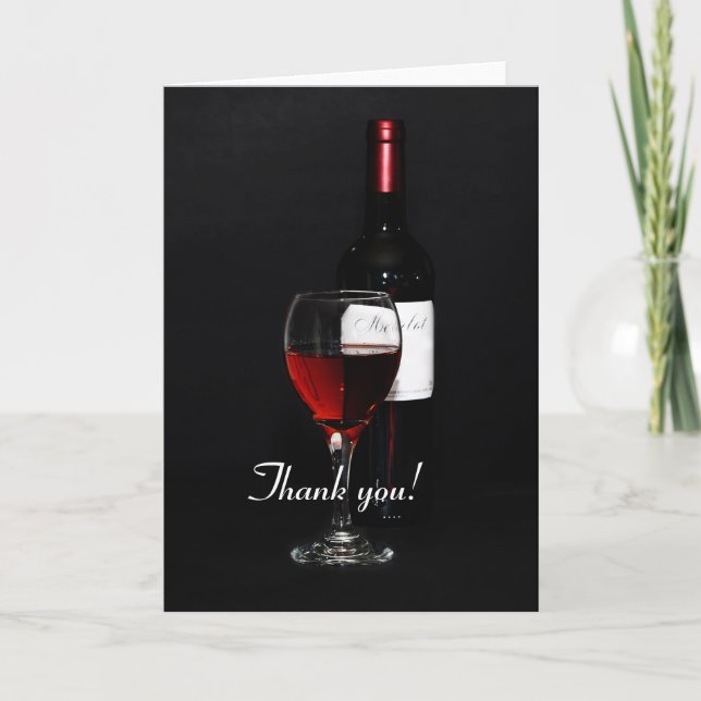Wine glass and bottle - thank you (Front)