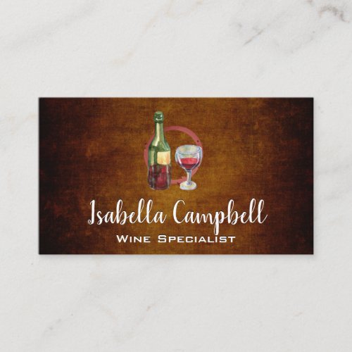 Wine Glass and Bottle  Vintage Background Business Card
