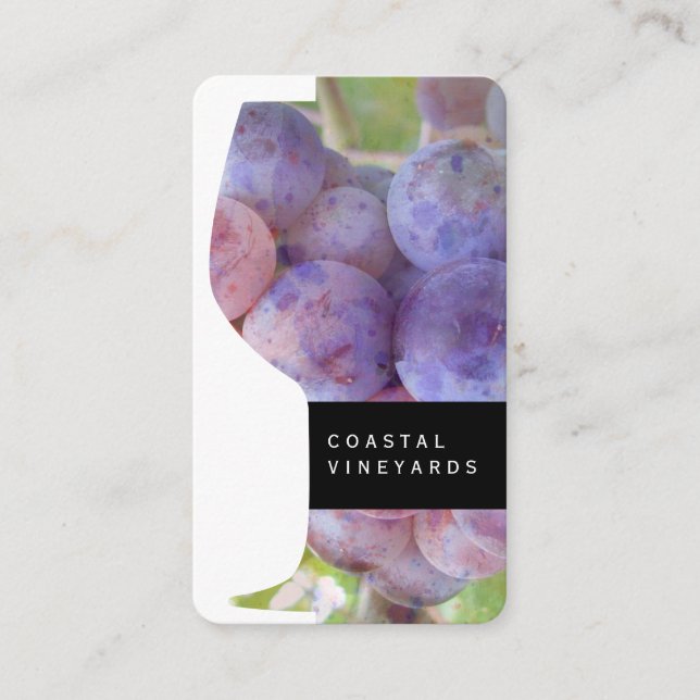 Wine Glass and Grapes Business Card (Front)
