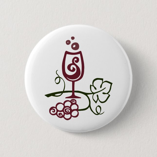 Wine Glass and Grapes Button (Front)