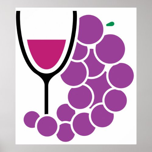 Wine Glass And Grapes Poster