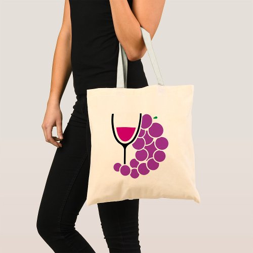 Wine Glass And Grapes Tote Bag